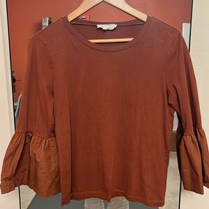 Cotton Anthropologie Flutter Sleeve T-Shirt